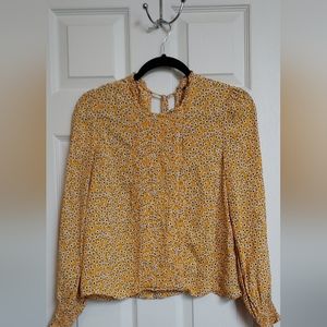 Zara Womens Yellow Floral long sleeve Blouse size small